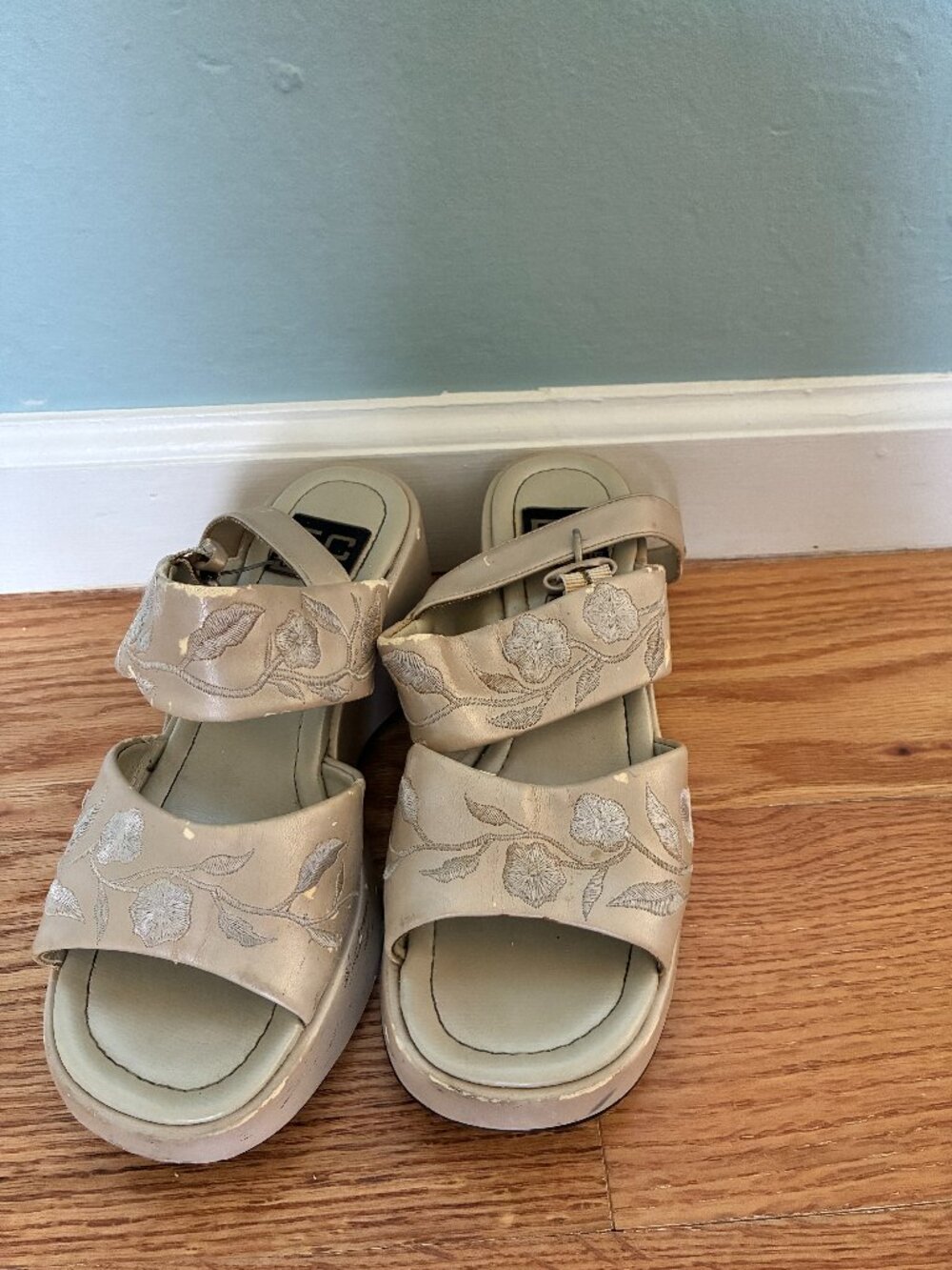 vintage embroidered platform sandals